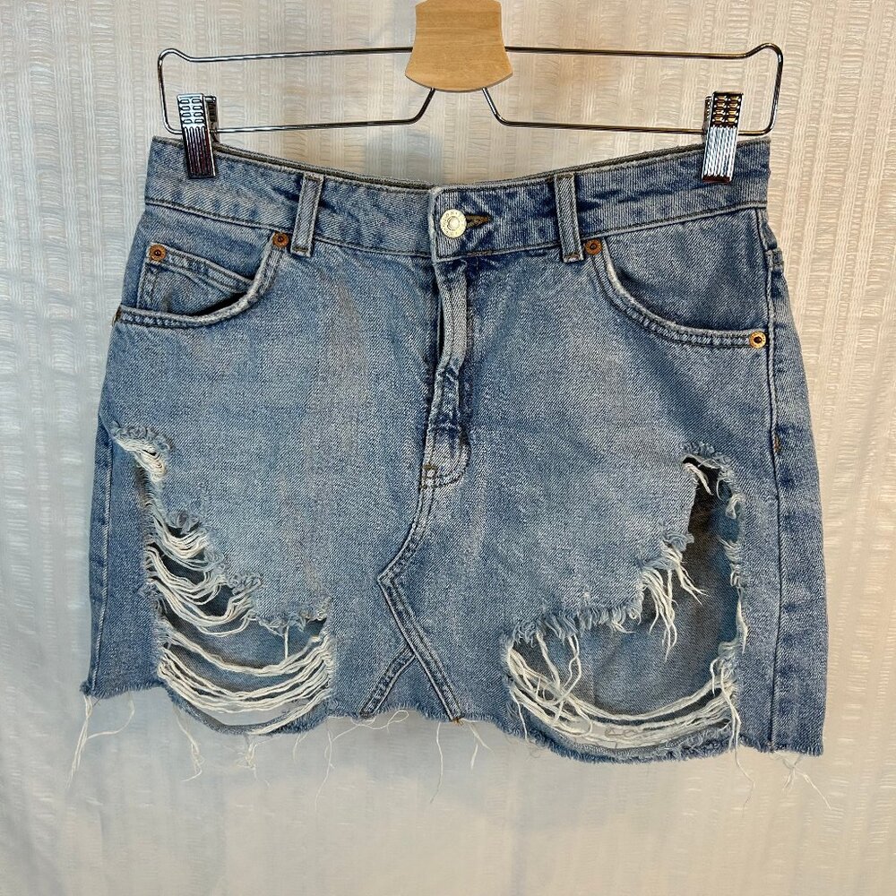 Topshop Moto Light Wash Womens Sz 6 Denim Skirt
